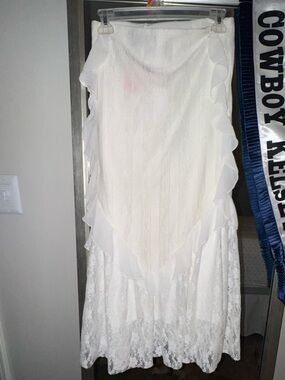 NWT Cider White Lace Midi Skirt with Ruffle Overlay